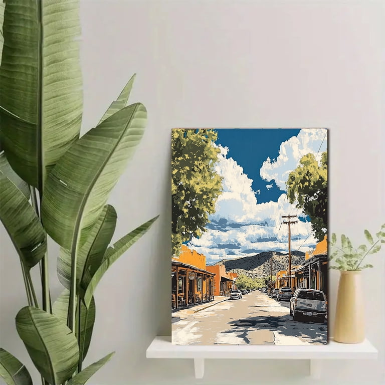 Southwest Town Street Scene Canvas Art Print， Perfect for Living