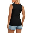 thumbnail image 6 of QUINDOS Womens Tank Tops Clearance Summer Workout Black Fashion Casual Round Neck Sleeveless Solid Button T-shirt Tops Blouse Womens Camisoles Plus Size, 6 of 8