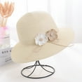 thumbnail image 4 of Fashion Flower Wide Brim Caps Summer Foldable Beach Sun Protective Hat Straw Hats for Women, 4 of 8