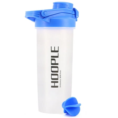 Hoople Protein Shaker Bottle, Gym Sports Water Bottle, Smoothie Mixer Cups, BPA Free, Flip Lid with Powerful Blending Ball Included, 24-Ounce
