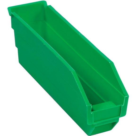 Plastic Shelf Bin Nestable 2-3/4"W x 11-5/8"D x 4"H Green, Lot of 24