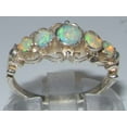 thumbnail image 3 of LBG 925 Sterling Silver Natural Opal Womens Band Ring - Size 5, 3 of 5