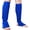 Blue, variant on Taekwondo Cloth Calf Shin Instep Protector Guards (1 Pair), PU Leather Martial Arts MMA Training Foot Gear for Men Women Kids (Size M)