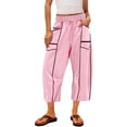 thumbnail image 2 of Lumtrix Women’s Cropped Barrel Sweatpants Loose Fit Lounge Casual Wide Leg Capri Pants Cotton Comfy Elastic Waist Joggers with Pockets Pink S, 2 of 4