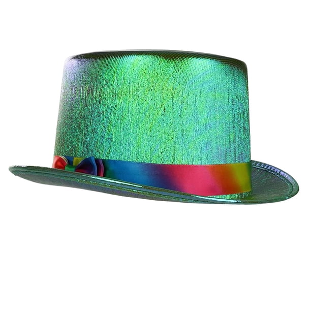 Clásico Jazz Top Hat Decor Dress up Wide Brim Sunhat Costume Unisex Party Gentleman Jazz Cap para verano Photo Props Festival Viajes al aire libre Verde Hugo sombrero de jazz