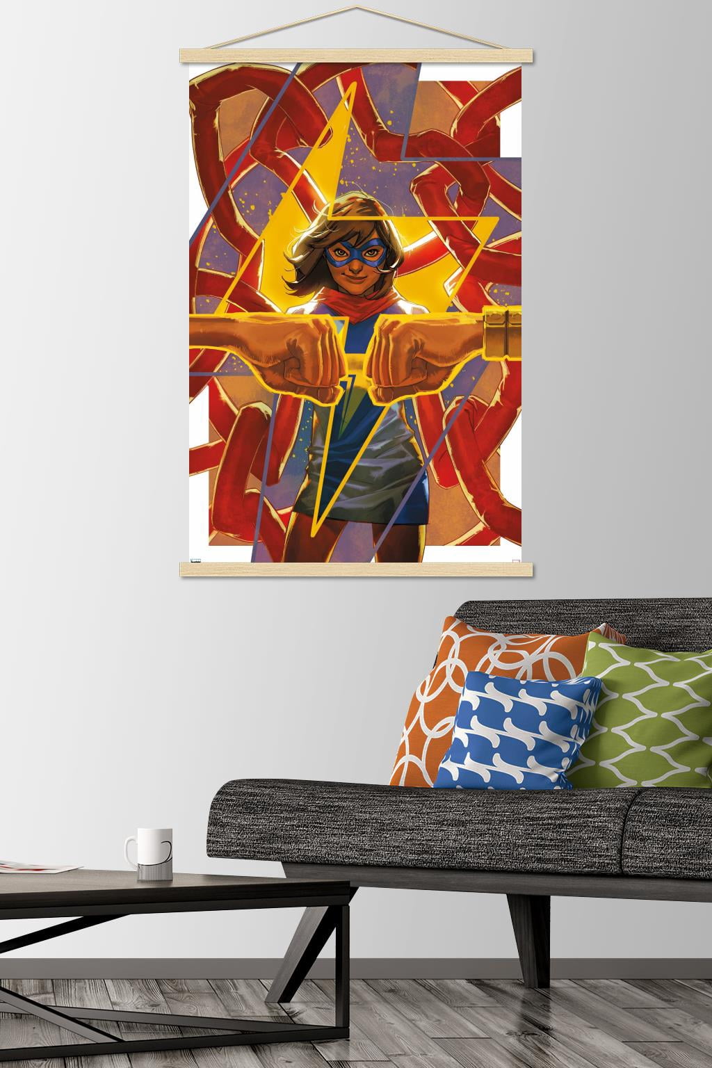 Marvel Comics - Ms. Marvel - Fearless #4 Wall Poster with Wooden Magnetic Frame, 22.375" x 34"