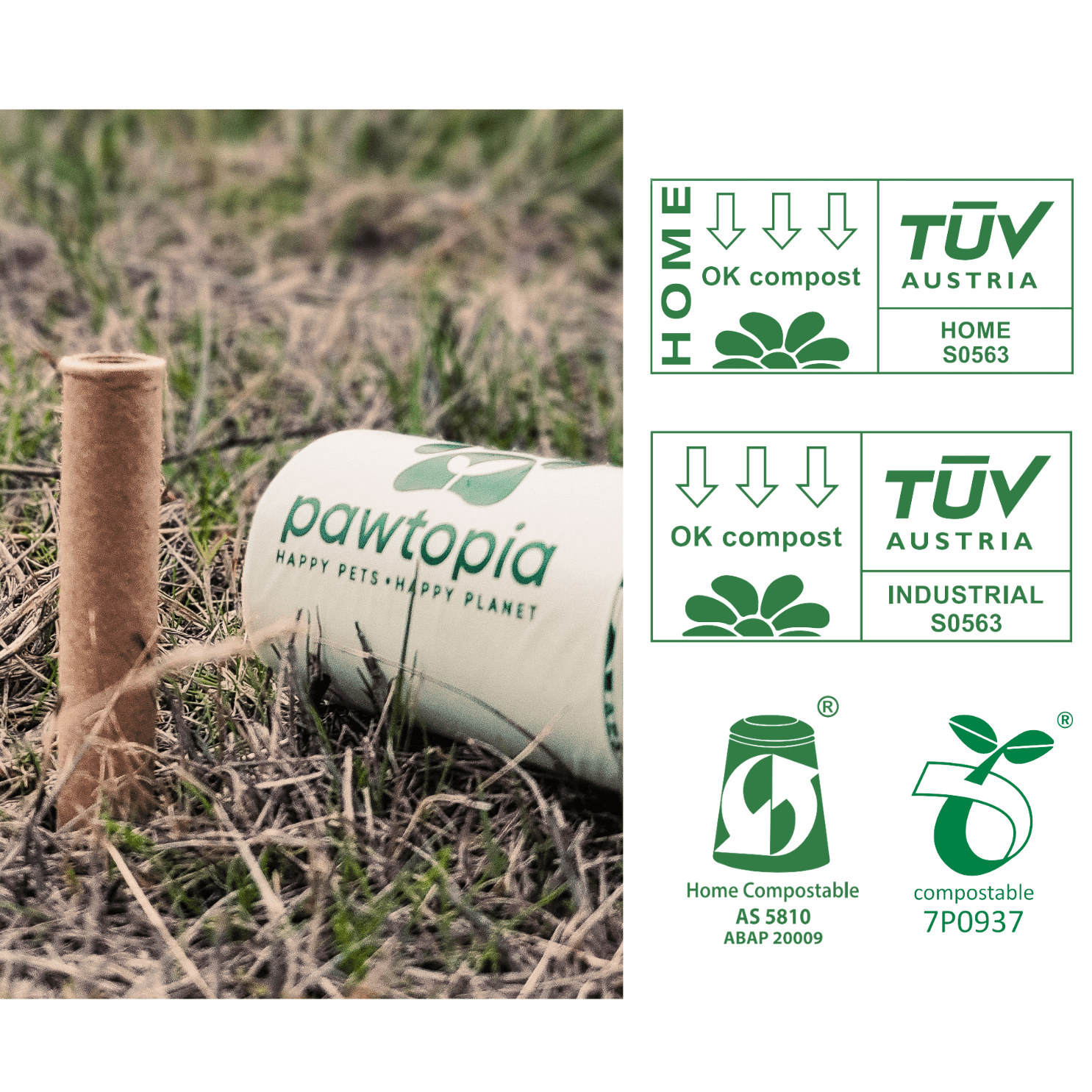 Pawtopia Certified Home Compostable Biodegradable Dog Poop Bags | Cat Litter Bags (480 Bags) - Value pack