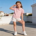 thumbnail image 5 of Fnooota Girls Cotton T-shirts, Crew Neck Puff sleeve Cute Casual Kids Summer Tees Pink Size 6, 5 of 7