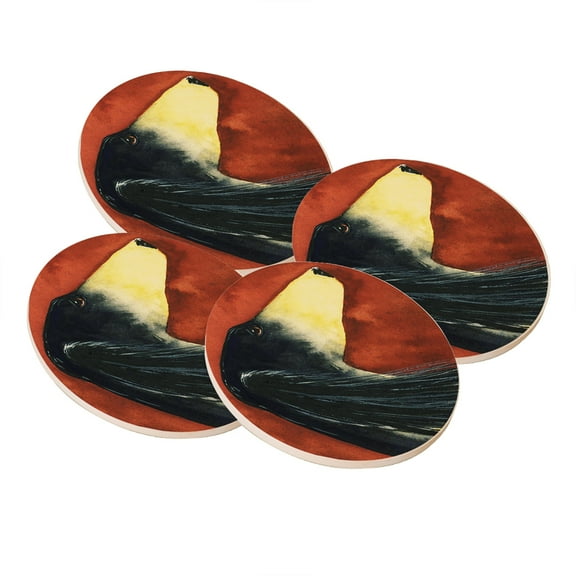 KuzmarK Sandstone Drink Coaster (set of 4) - Black & Tan Saluki Sighthound Dog Art by Denise Every