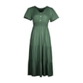 thumbnail image 1 of adviicd Robe de Plage pour Femmes 2024 Été Boho Col Carré Couleur Unie à Volants Ligne A Longue Maxi Robe de Plage GN1,S, 1 of 5