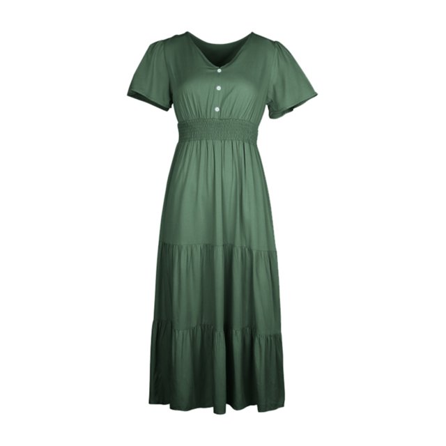 adviicd Robe de Plage pour Femmes 2024 Été Boho Col Carré Couleur Unie à Volants Ligne A Longue Maxi Robe de Plage GN1,S