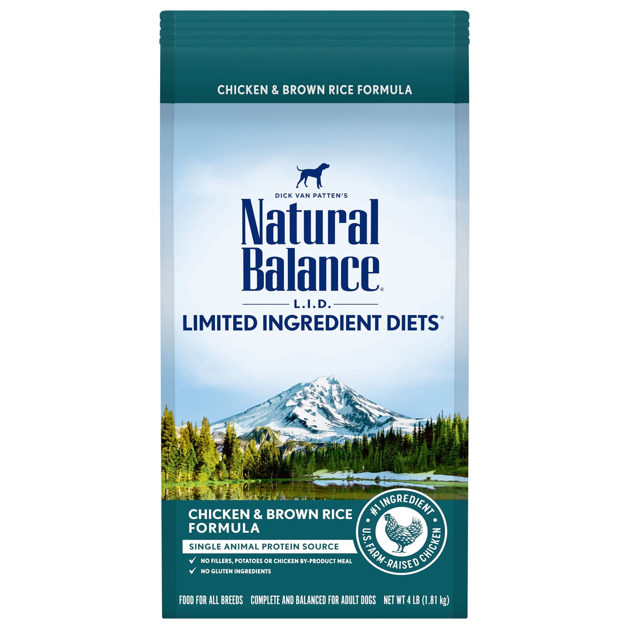 Natural Balance L.I.D. Limited Ingredient Diets Dry Dog Food, 4 Pounds, Chicken & Brown Rice Formula