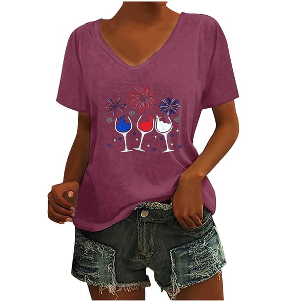 Camisetas de Cuello Redondo Impreso Gradiente de las Mujeres, Manga Corta Casual Top para el Uso Diario