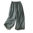 thumbnail image 1 of AherBiu Pantalon Large pour Femmes Taille Haute en Coton Lin Léger pour l'Été, 1 of 6