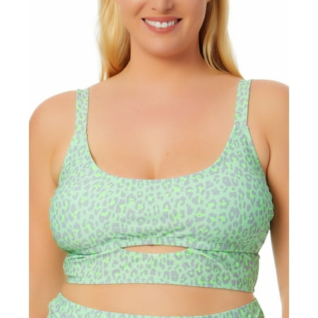MSRP $30 California Waves Plus Size Leopard-Print Bikini Top Size 2 (20/22)