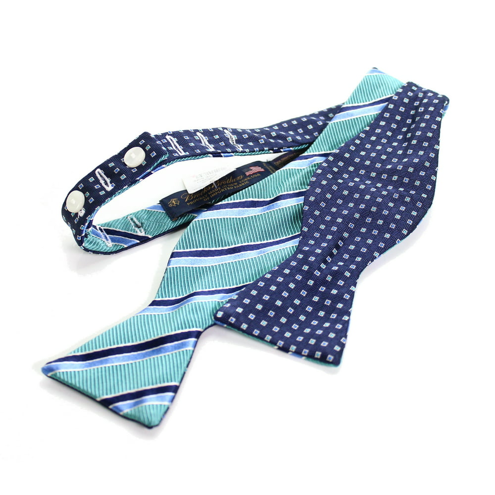 Brooks Brothers Striped Square Dot Reversible Bow Tie Silk - Walmart ...