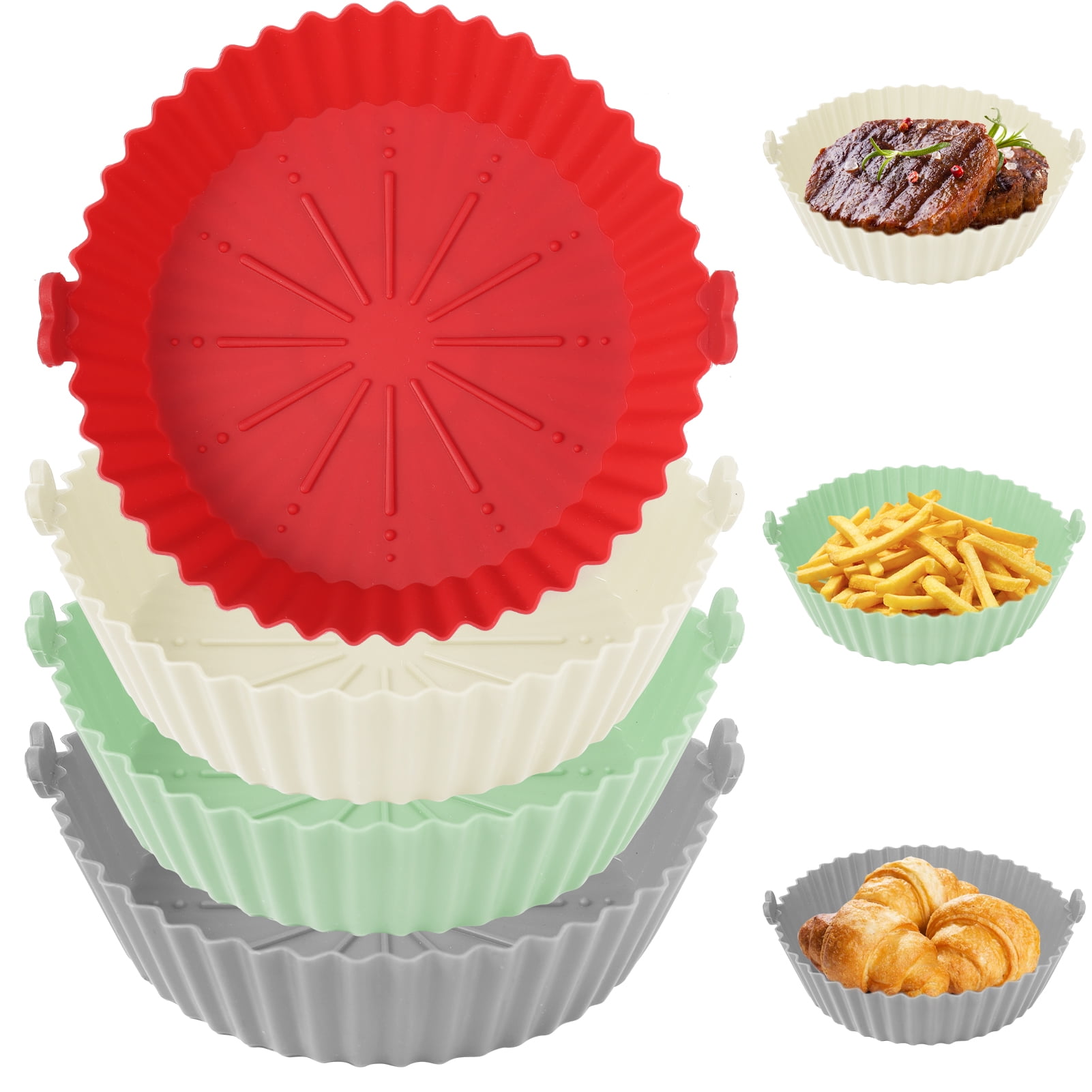 Rumbeast 4 Pack Silicone Air Fryer Liner Pot, 7.5 inch Reusable Air