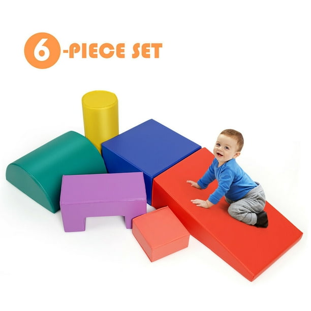 Gymax 6 Piece Climb Crawl Play Set Indoor Kids Baby Toddler Soft Safe Foam Blocks Toys Walmart