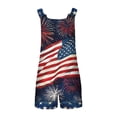 thumbnail image 4 of QATAINLAV Womens Cute American Flag Romper with Pockets 2025 Summer Linen Onesie Shorts 4th of July Bib Overalls Blue S Gifts for Mom, 4 of 6