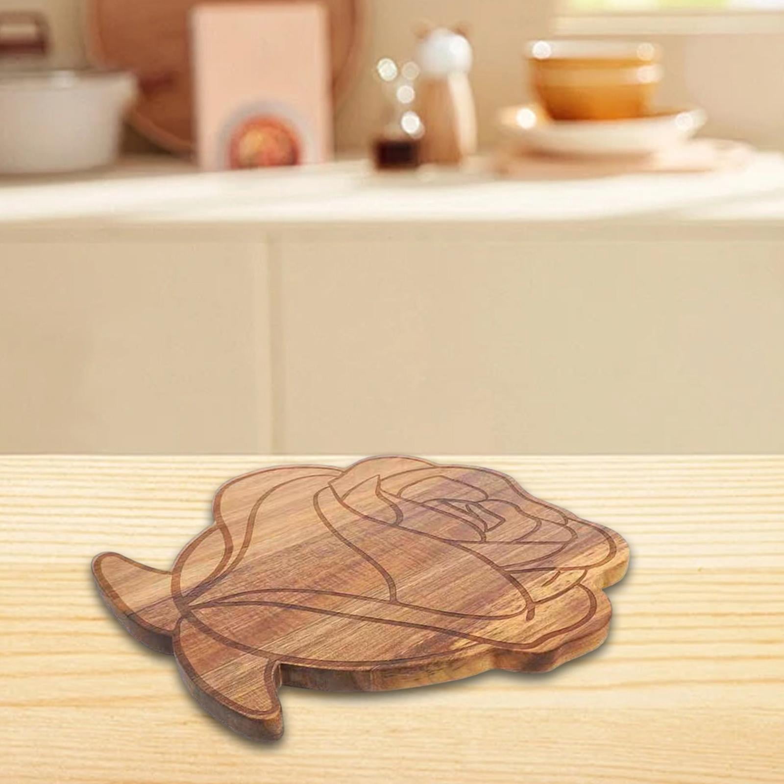 Fiocias Flower Shaped Cutting Board Wood Bread Board Portable Chopping Board for Cutting