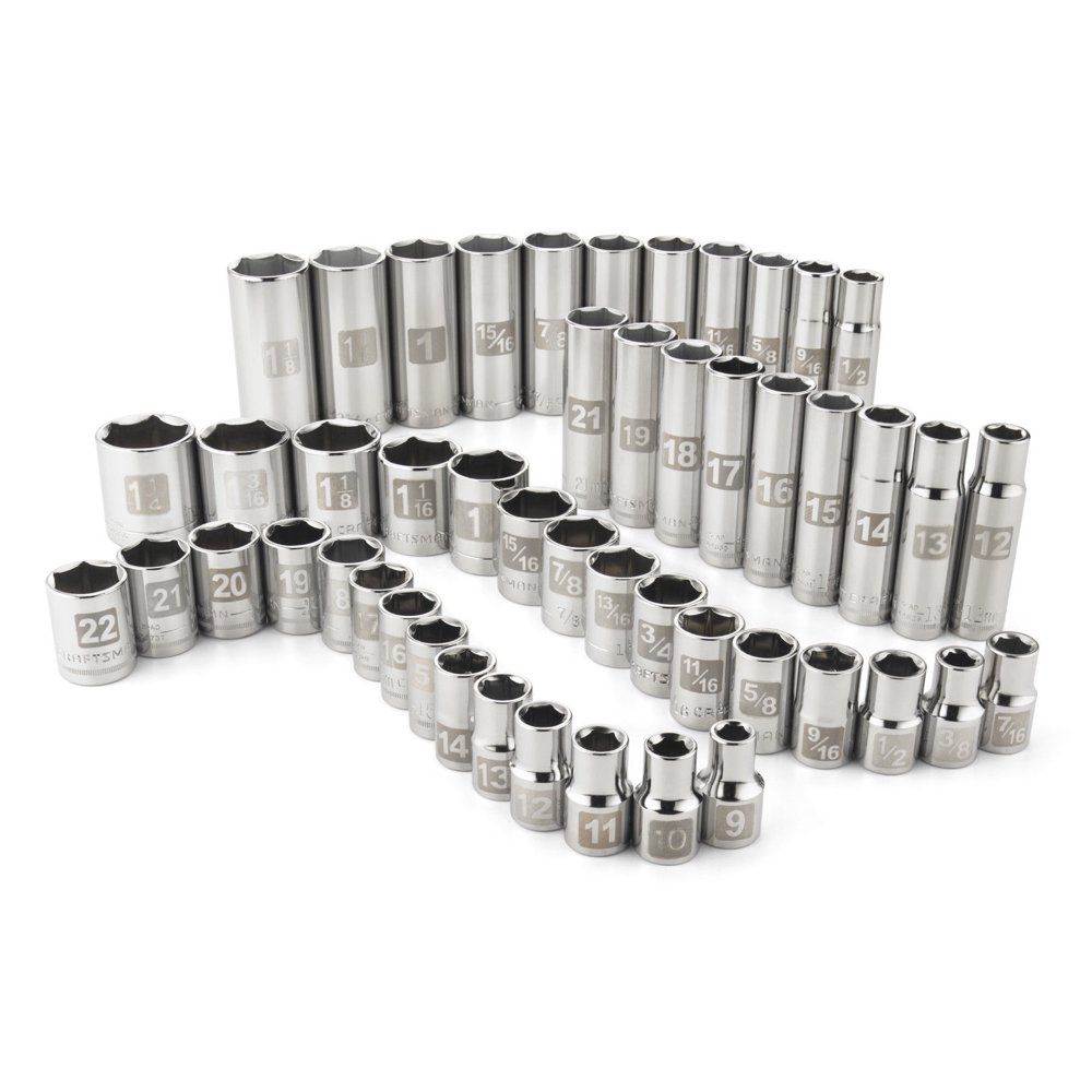 Craftsman Socket Set 1/2 in. Drive 6Point Design EasytoRead Standard