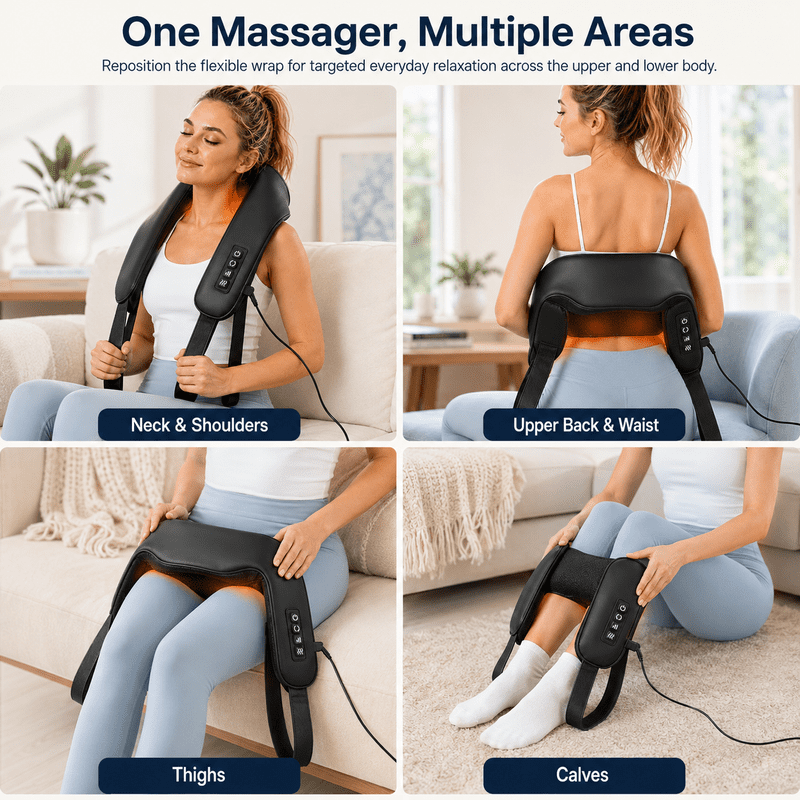 Shiatsu Neck Massager with Heat for Pain Relief Deep Tissue for Shoulder | Heated Neck Massager FSA Eligible HSA, Corded Portable Back Massager for Home Office Car, Gifts for Wife Husband