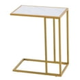 thumbnail image 2 of Tcbosik C-Shaped End Table, Side Table with Faux Marble Top and Metal Frame, Small Accent Table for Living Room, Bedroom, White & Gold, 2 of 8