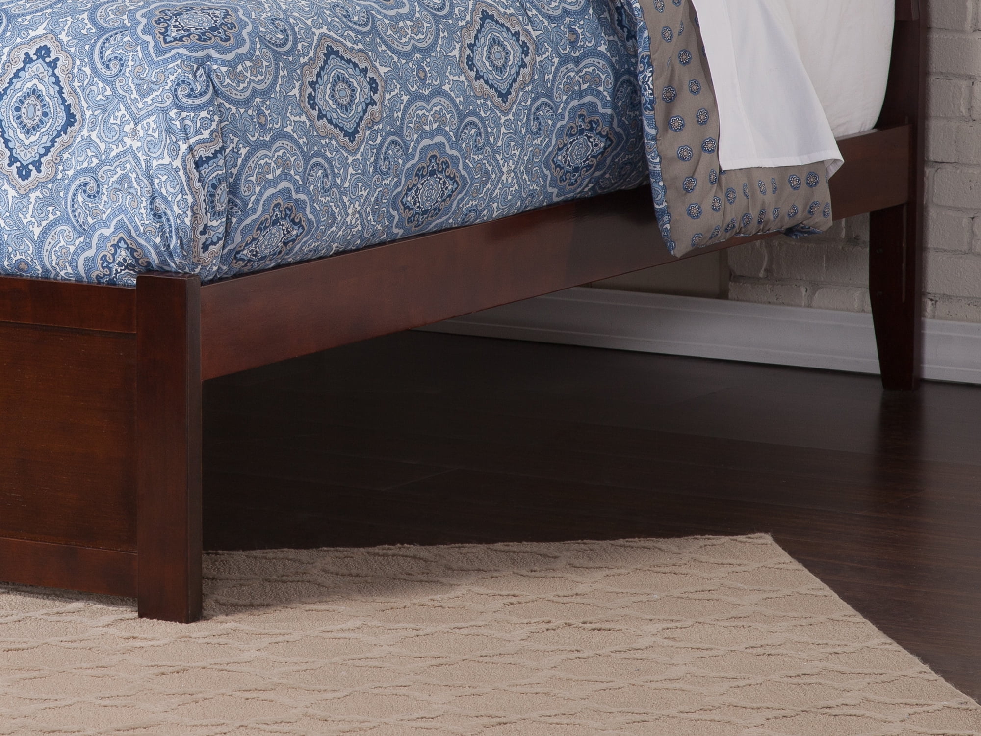 AFI Orlando Queen Wood Platform Bed with Headboard Footboard & Twin XL Trundle, Walnut