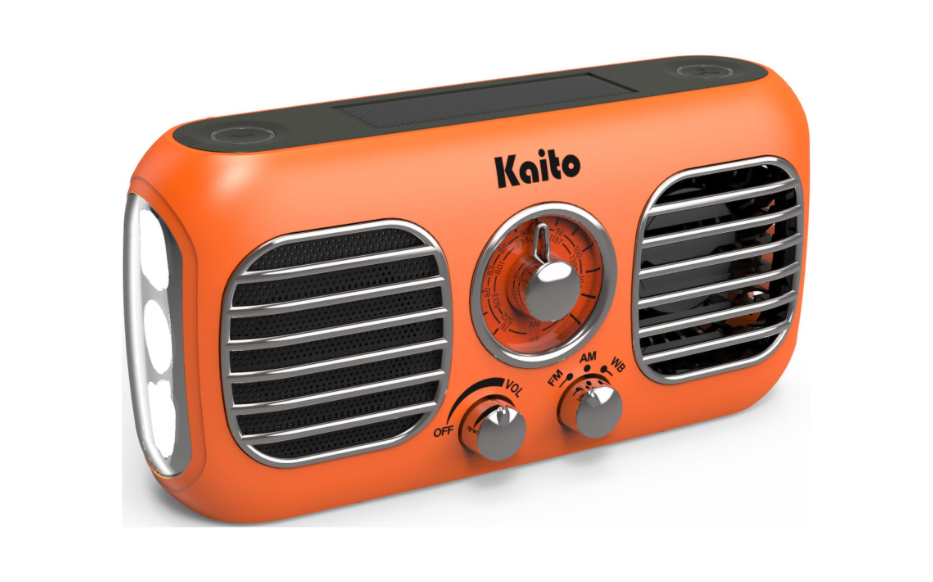 Kaito KA777 AM FM NOAA Weather Emergency Radio with Fan and Flashlight - Orange