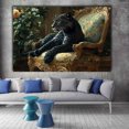 thumbnail image 3 of Mudket Framed Panther on Vintage Chair Canvas Wall Art, Luxury Leopard Print Wall Decor for Living Room Office, Trendy Animal Wall Art, Ready to Hang - 12"L x 8"W, 3 of 10