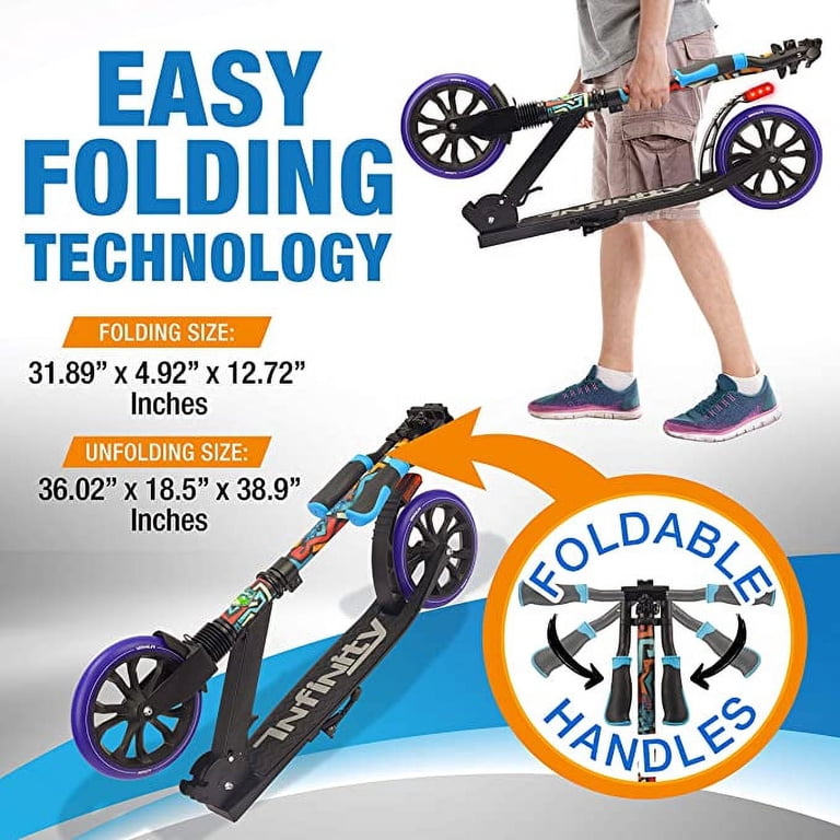 SereneLife Lightweight & Foldable Kick Scooter Alloy Deck W/ High