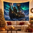 thumbnail image 3 of Viking Ship under Green Aurora with Lanterns, Adventurous Digital Art for Norse Mythology Fans, Ocean Voyage Decor, Housewarming Gift, Tapestry Wall Hanging for Studio and Den, 3 of 7