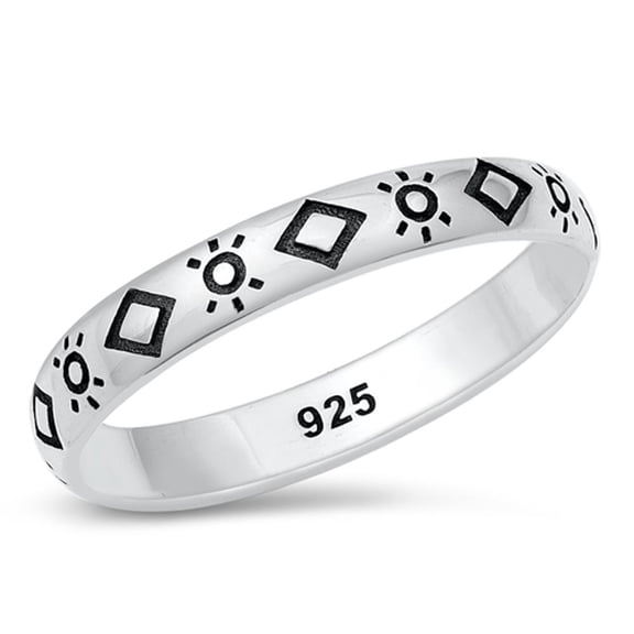 Aztec Sun Moon Design Ring .925 Sterling Silver Band Jewelry Female Male Unisex Size 8