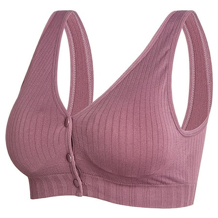 Women s Front Closure Nursing Bra Comfort Ribbed Buckle Closure Maternity Bras for Breastfeeding Pregnancy Bralette