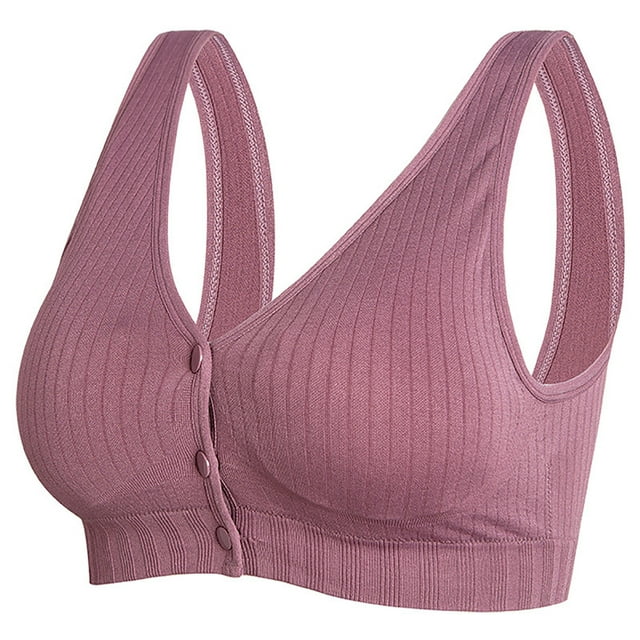 Timegard Front Closure Bras for Women Wireless Button Wide Strap Full Support Comfort Daily Bras Camis