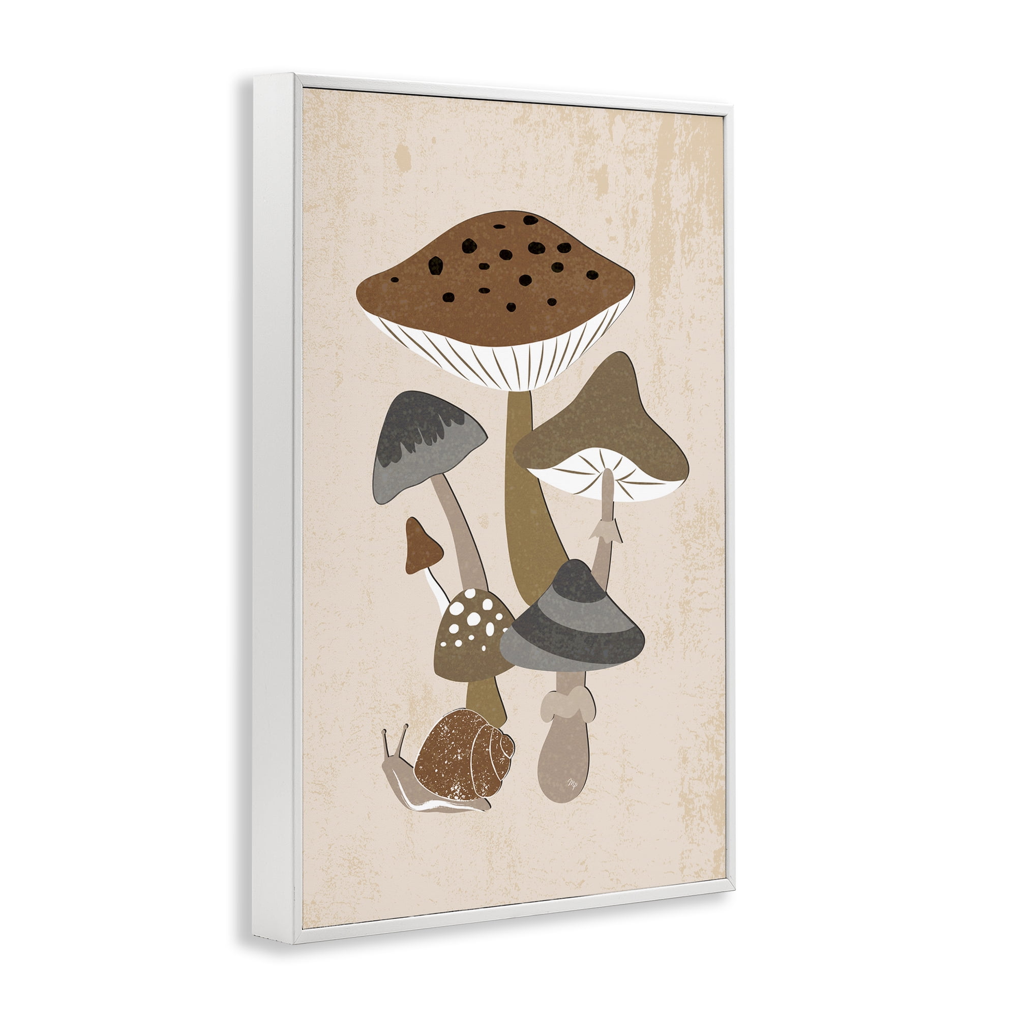 Stupell Industries Earthy Fungi Mushrooms & Snail White Framed Giclee Art, design by Martina Pavlova