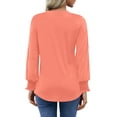 thumbnail image 4 of UVN Womens Fall Blouses Long Sleeve V neck Shirts Dressy Casual Smocked Cuffs Tunic Tops, 4 of 7