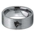 thumbnail image 2 of Tungsten Wolf Wolfpack Pack Canine Dog Band Ring 8mm Men Women Comfort Fit Gray Flat Cut Brushed Polished, 2 of 4