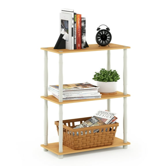 Furinno Durable 23.6 W x 11.6 D x 29.5 H 3-Shelf Freestanding Shelving Unit, Beech and White
