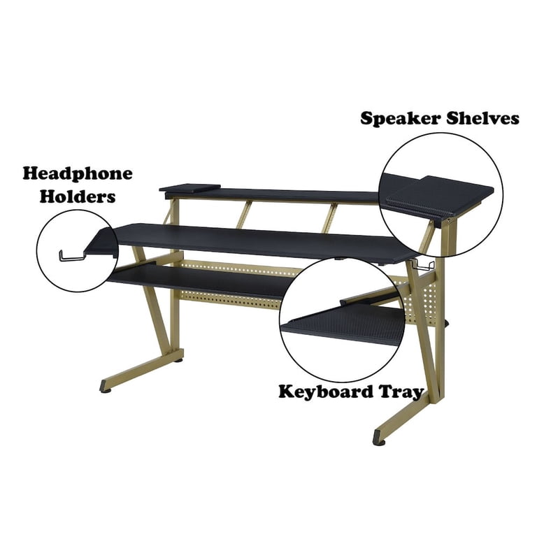 ACME Saida MDF Wood and Metal Rectangular Music Desk in Black and