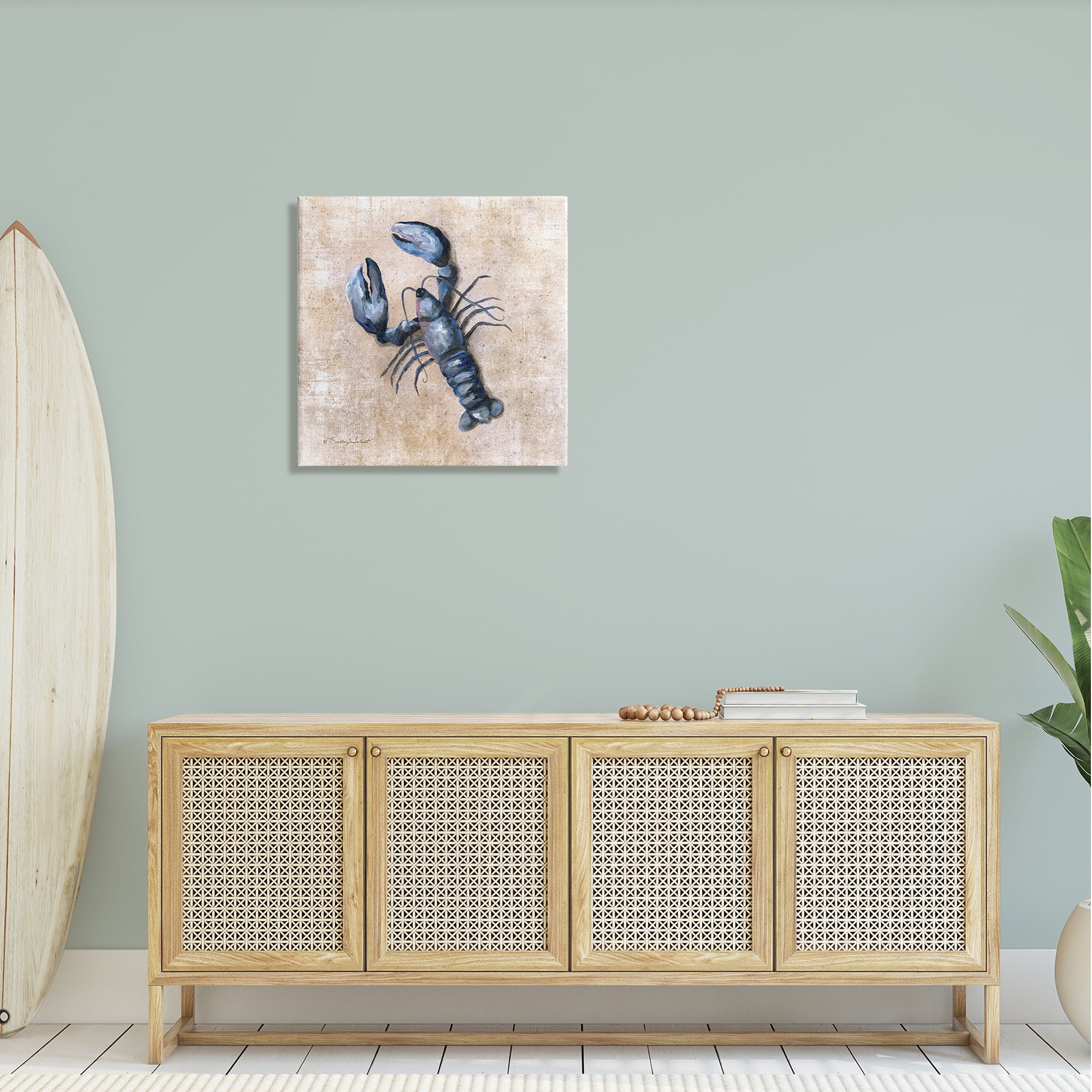 Stupell Nautical Blue Lobster Sea Life Landscape Painting Gallery Wrapped Canvas Print Wall Art