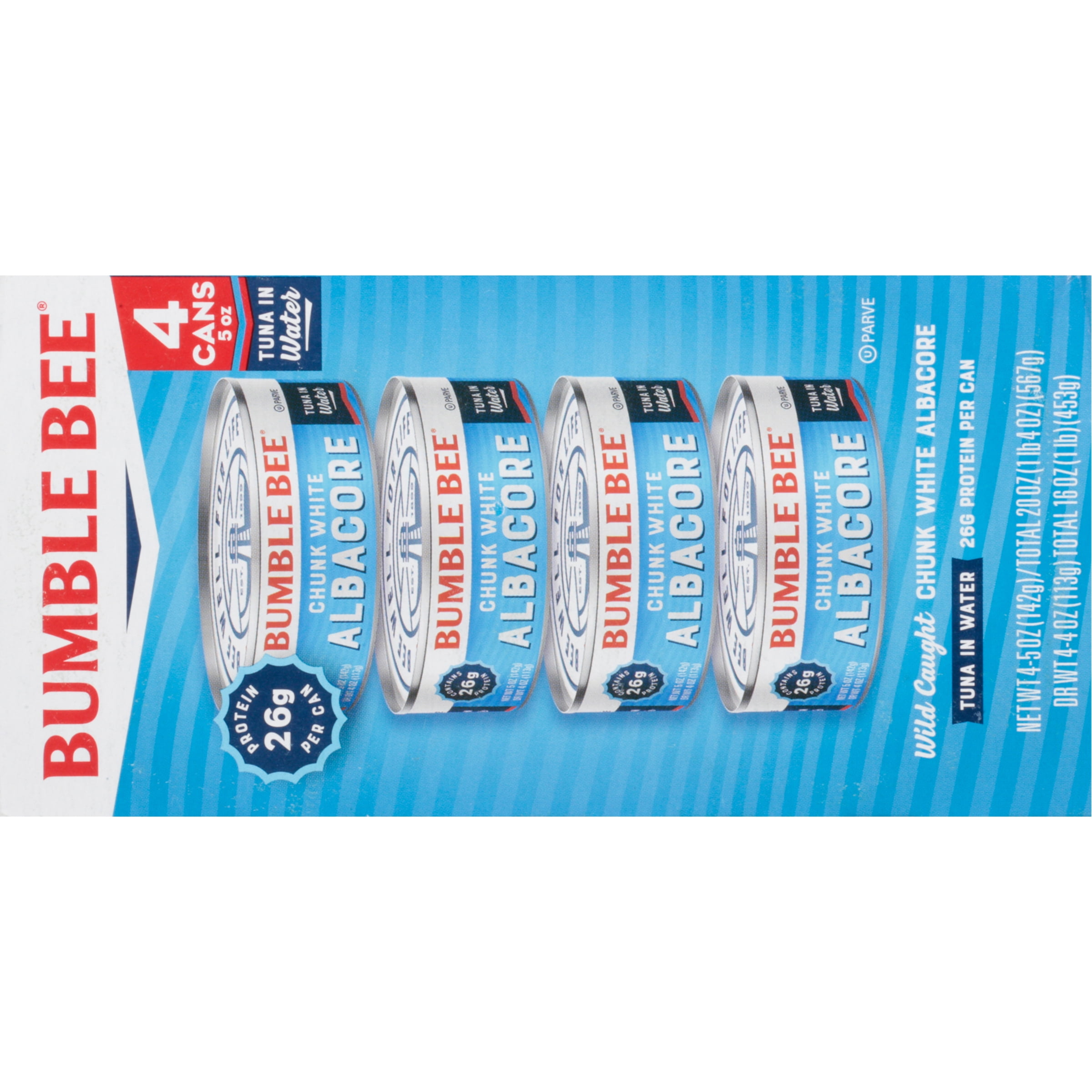 (6 pack) Bumble Bee Chunk White Albacore Tuna in Water, Wild Caught, Gluten Free, Shelf Stable Can, 5 oz (Pack of 4)