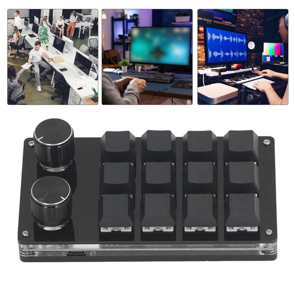 Macro Mechanical Gaming Keyboard, Programming Macro Gaming Keypad Dustproof 12 Keys for Linux for OS X