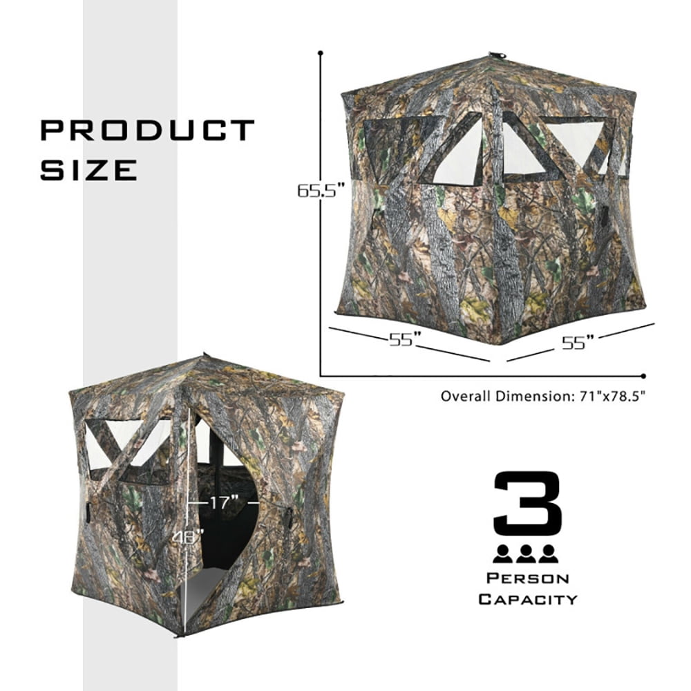 Aimee Lii 3 Person Portable Pop-Up Ground Hunting Blind with Tie, Outdoor Camping Hiking Tent Aimee Lii 3 Person Portable Pop-Up Ground Hunting Blind with Tie, Outdoor Camping Hiking Tent