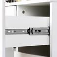 thumbnail image 5 of RichYa Vanity Desk Makeup Table with Large LED Mirror and Power Outlet with 2 Sliding Storage White Marble, 5 of 8