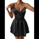 thumbnail image 3 of Vestido de Satén con Tirantes Finos para Mujer, Sin Mangas, Escote Bajo, Espalda Descubierta, Mono Corto de Fiesta, Minivestido Veraniego. Negro XS, 3 of 10