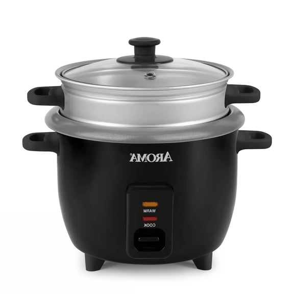 6 Cup Rice Cooker with Outer Steam Tray Black