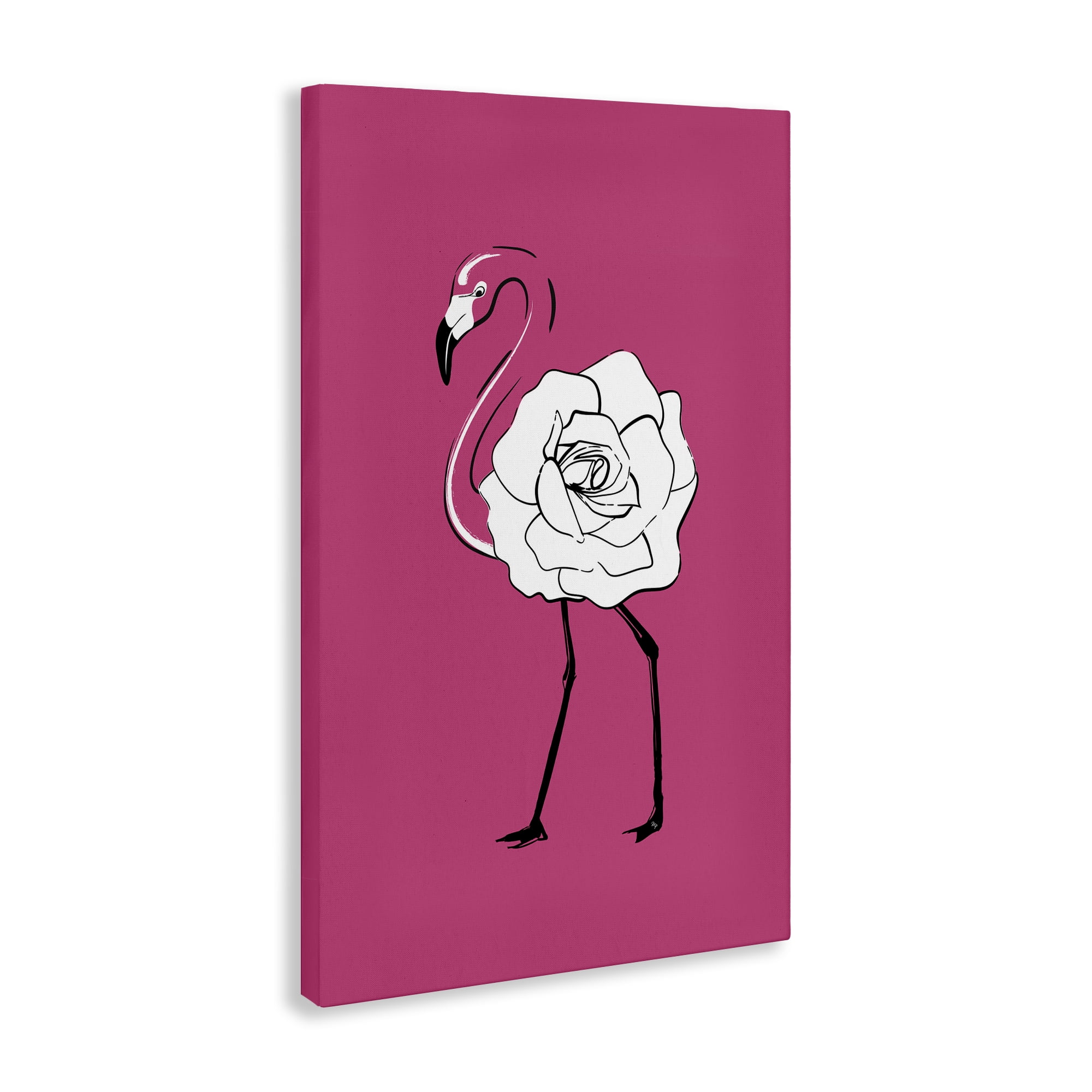 Stupell Industries Rose Blossom Flamingo Animals & Insects Painting Gallery Wrapped Canvas Art Print Wall Art, 24 x 36