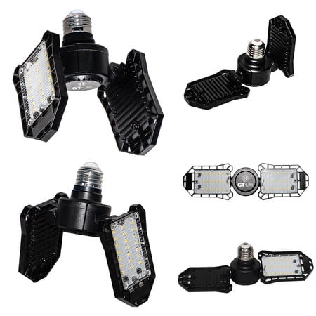 GT-Lite LED Garage Light 30-Watt 3000 Lumen, Adjustable 2-Panel Bulb, 5000K Daylight, E26, 1pack
