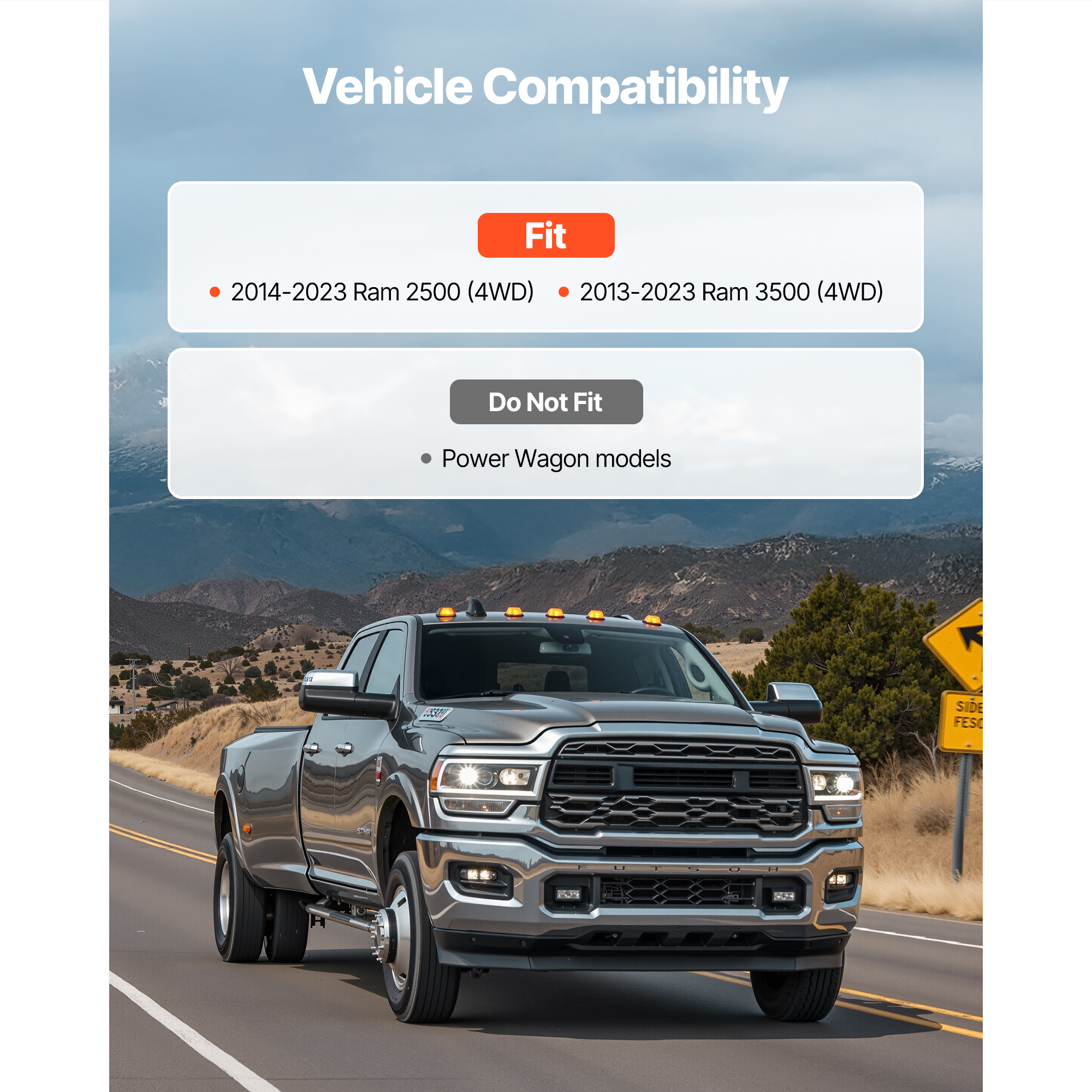 KFFKFF 2.5 Inch Front Leveling Lift Kit for 2014-2023 Dodge Ram 2500 4WD and 2013-2023 Ram 3500 4WD, Suspension Upgrade with Coil Spring Spacers and Shock Relocation Brackets, Durable Steel